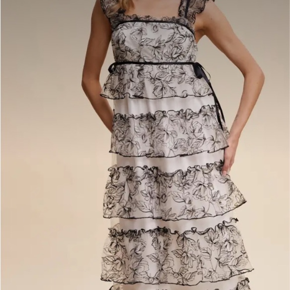 Elegant Black and White Floral Dress